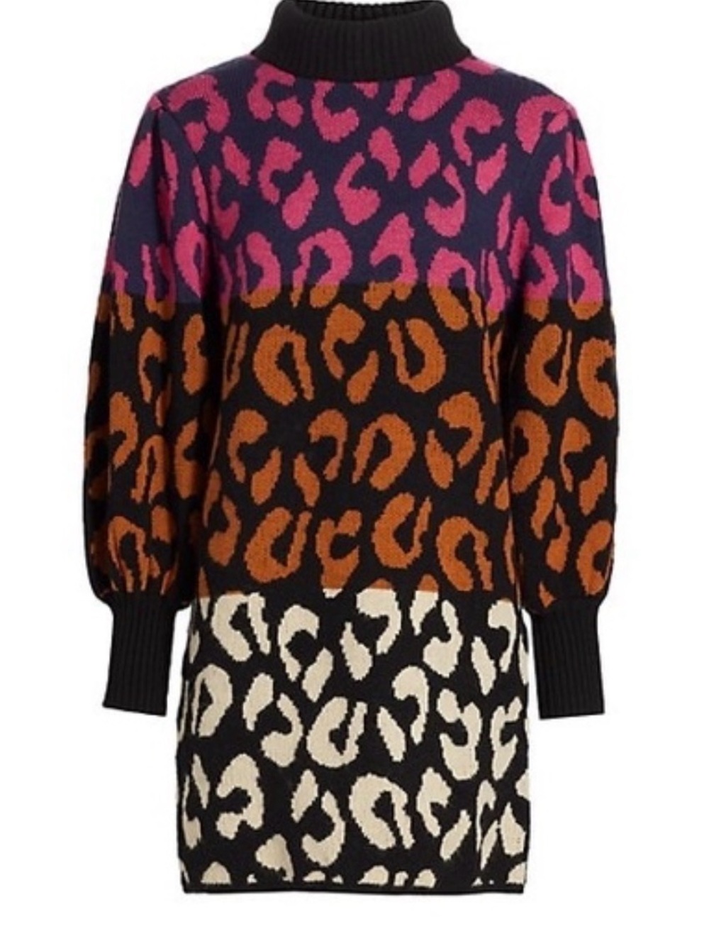 FARM Rio Colorblock Leopard Knit Dress - Pink, Brown & Cream
